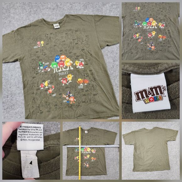 VTG Y2K 2000s M&Ms World Candy Mens Size XL History Years Graphic T Shirt - Picture 1 of 10